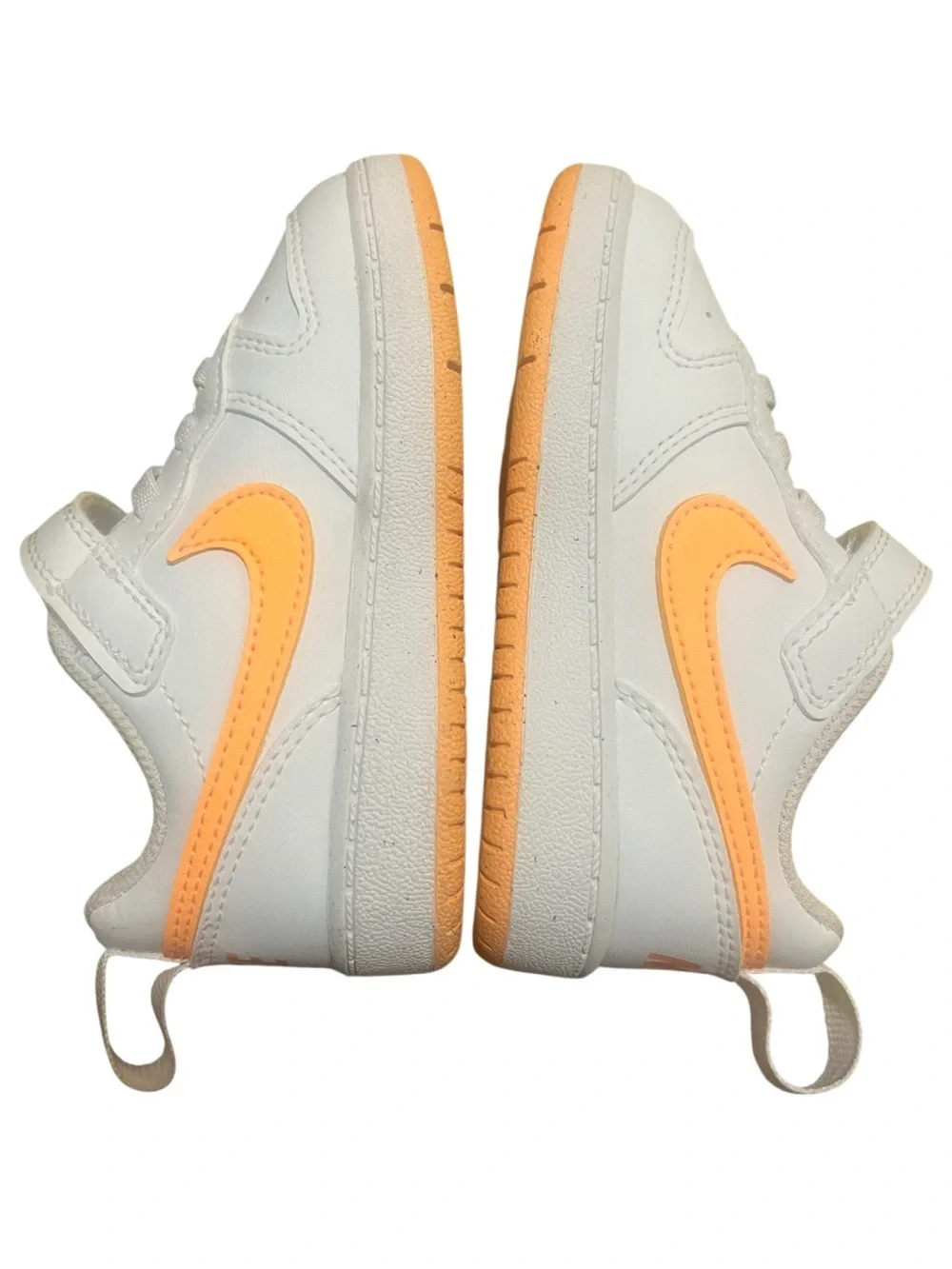 NWT- Nike Kids Court Borough Low Sneakers in White and Orange